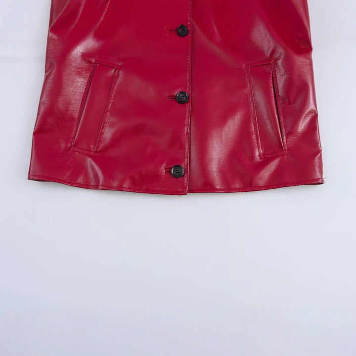 Damen Kunstlederjacke mit glänzendem Finish und praktischen Taschen Drune