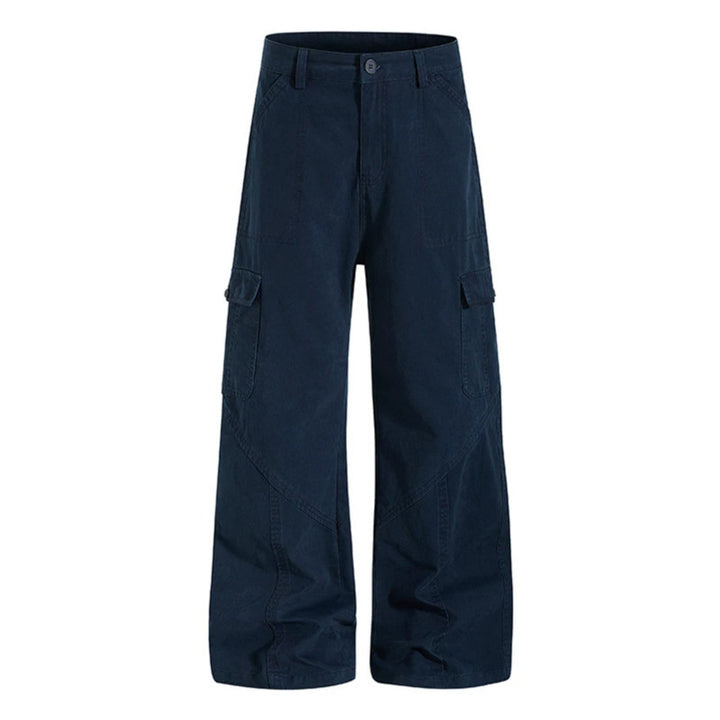 Damen Weite Cargo-Hose aus Baumwoll-Mix mit hohem Bund und Multifunktionstaschen Drune