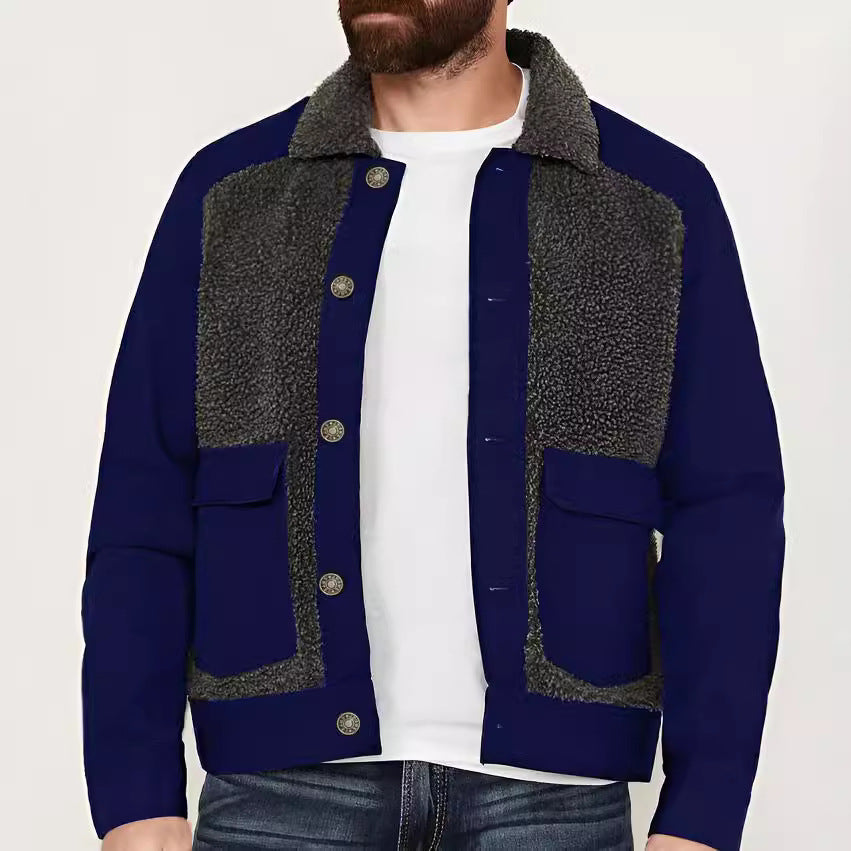 Herren Overshirt-Jacke mit Teddyfutter, aufgesetzten Pattentaschen und Knopfleiste Drune