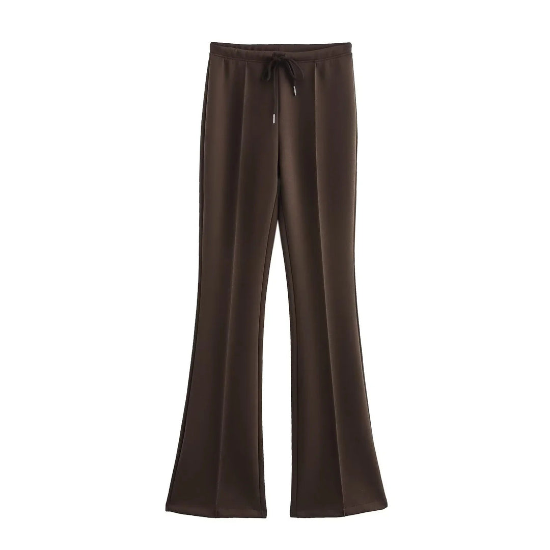 Damen 20+ zweiteiliges Joggingset mit Kapuzen‑Cropped‑Zipjacke und ausgestellter High‑Waist‑Palazzohose Drune