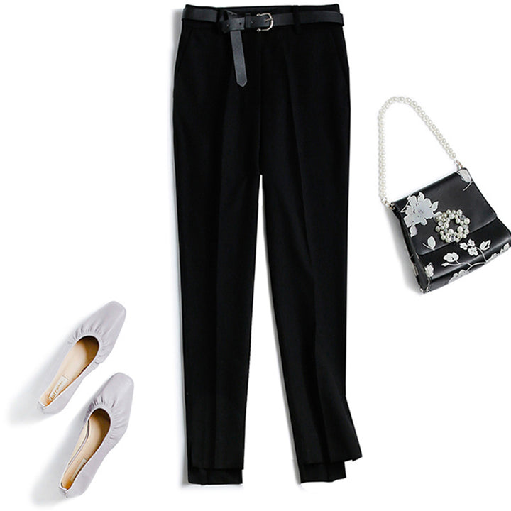 Damen Elegante und bequeme Hochtaillierte Anzughose mit Gürtel Drune