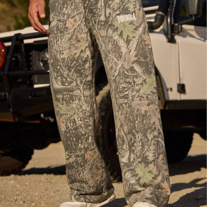 Herren nan weite Camouflage-Jogginghose mit elastischem Komfortbund und Oberschenkel-Logo Drune