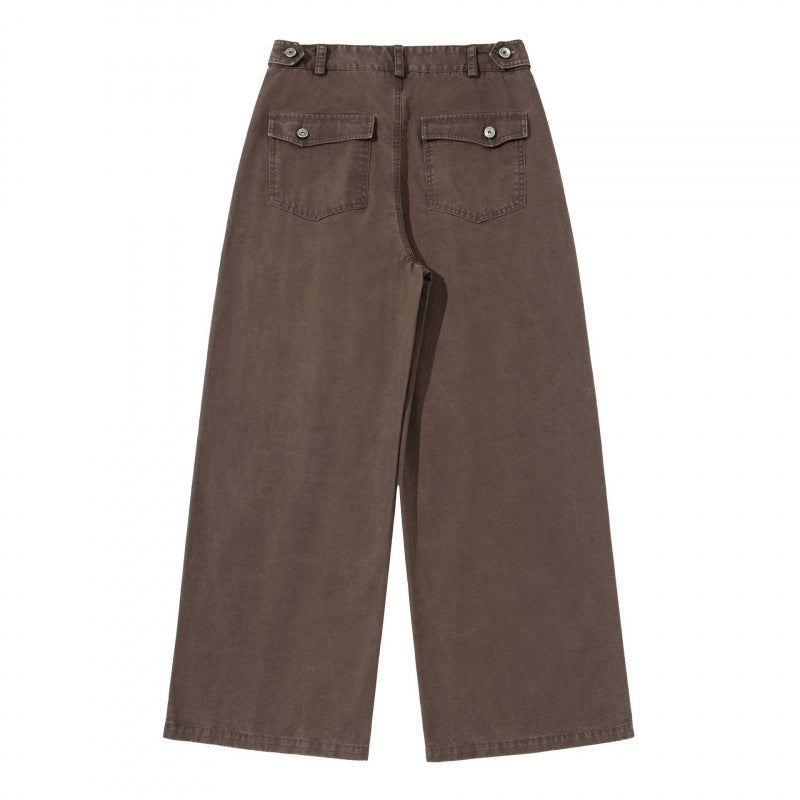 Damen Weite Bundfalten-Hose mit hoher Taille und weitem Bein Drune