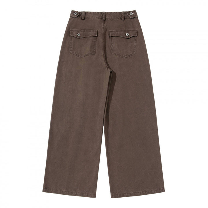 Damen Weite Bundfalten-Hose mit hoher Taille und weitem Bein Drune