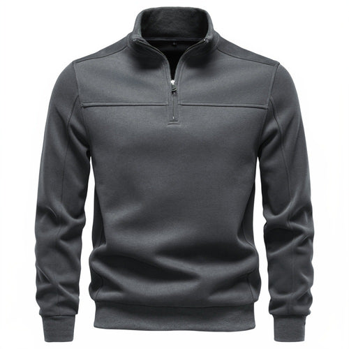 Herren Hochkragen-Sweatshirt mit Halbreißverschluss und Thermofleece-Innenfutter Drune
