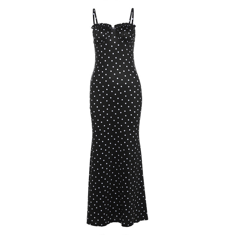 Drune | Kleid mit gepunkteten Strapsen mit Neckholder