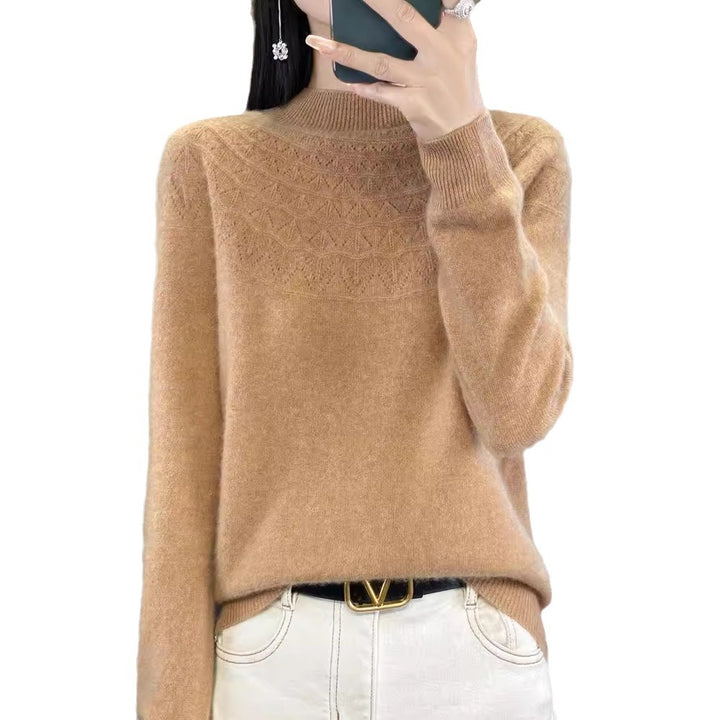 Damen Kuscheliger Mohair‑Optik Pullover mit Zierstruktur am Oberteil und Stehkragen Drune