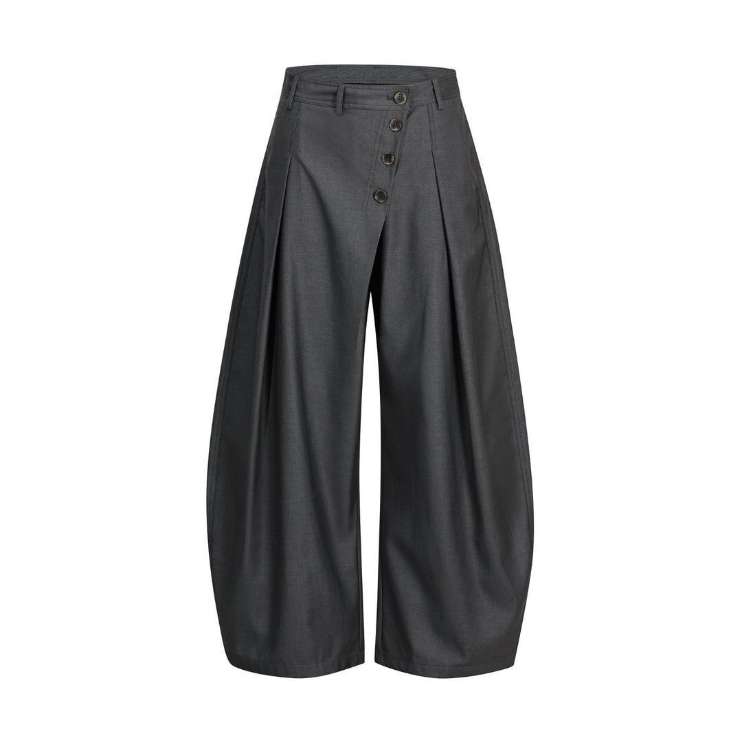 Damen Modische Weitgeschnittene Hose mit Knopfdetails Drune