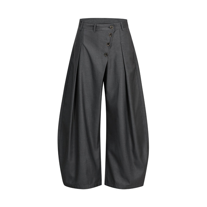 Damen Modische Weitgeschnittene Hose mit Knopfdetails Drune