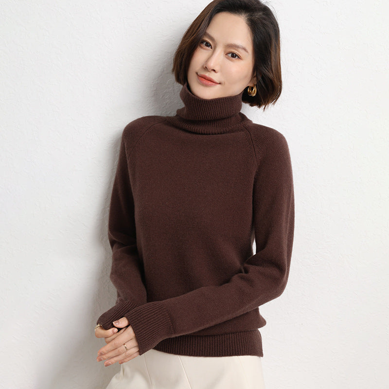 Damen Schlanker Rollkragenpullover aus feinem Strick mit Raglanärmeln Drune