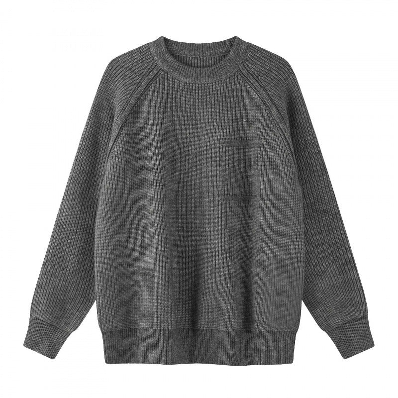 Unisex Oversize Feinstrickpullover mit Rundhals, Raglanärmeln und Rippbündchen Drune