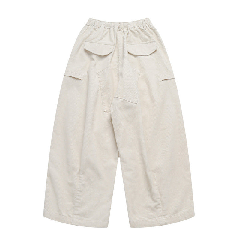 Damen Weite hochtaillierte Cordhose im Culotte‑Schnitt mit Tunnelzug und aufgesetzten Taschen Drune