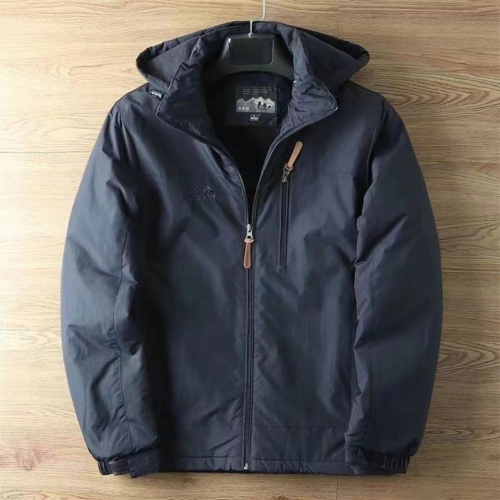 Herren nan isolierte Softshell-Fieldjacke mit abnehmbarer Kapuze und verdeckter Reißverschlusstasche Drune