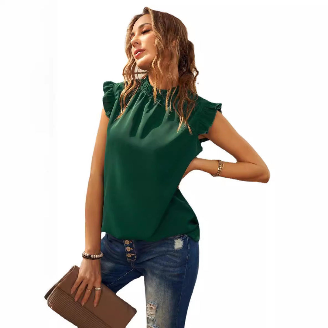 Damen Elegante Bluse mit Rüschendetails Drune