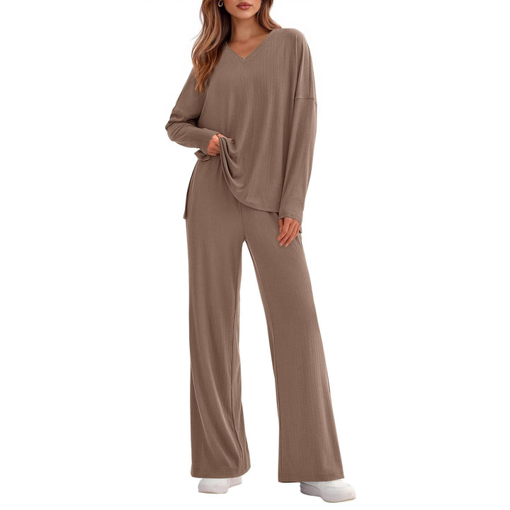 Damen elegantes und lässiges V-Ausschnitt Lounge-Set Drune