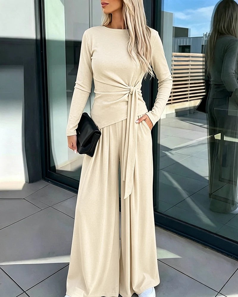 Damen Elegantes Wickeloberteil mit weitem Hosen Drune