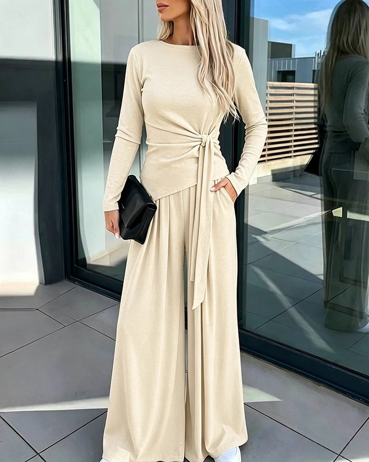 Damen Elegantes Wickeloberteil mit weitem Hosen Drune