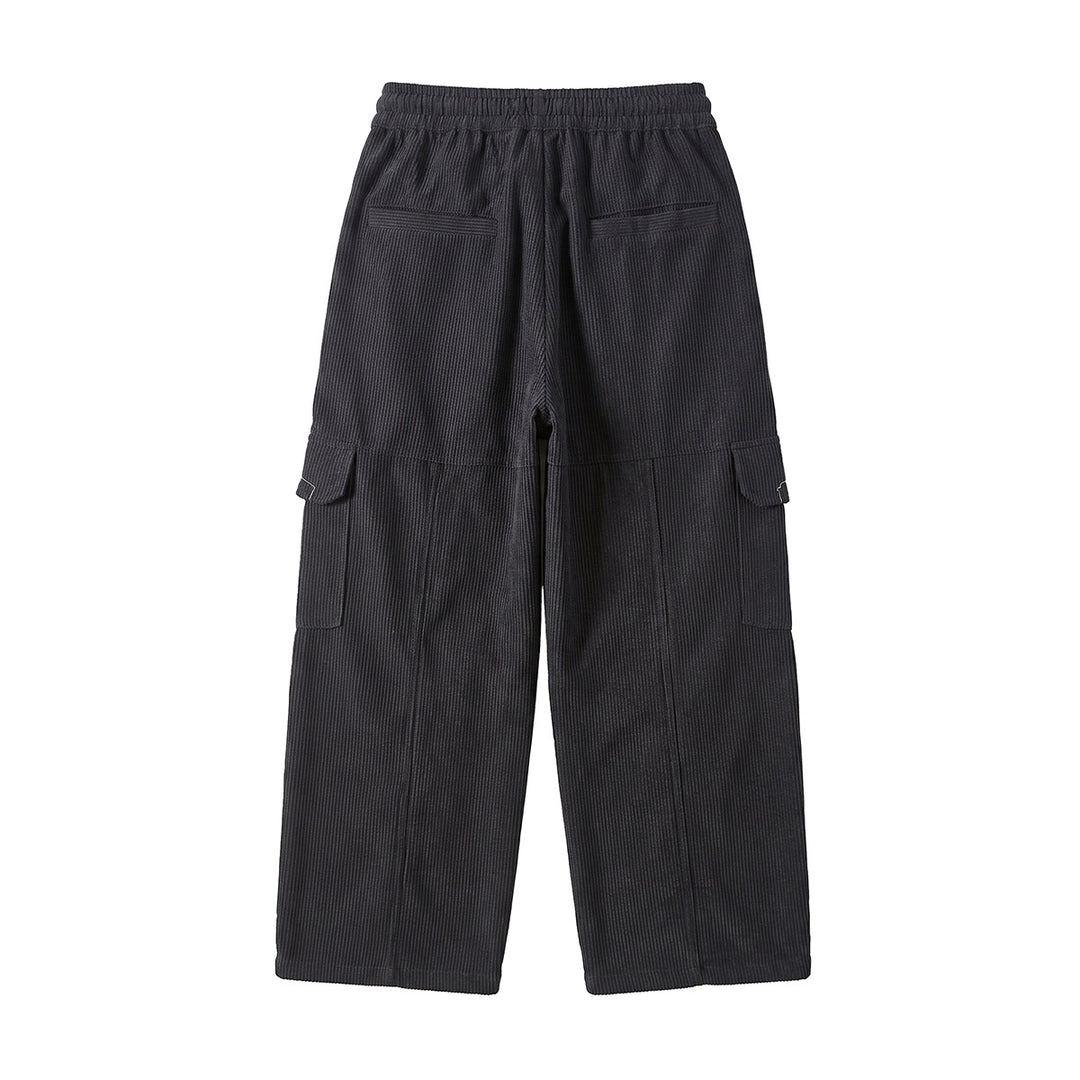Damen Weite hochtaillierte Cargo‑Hose aus Feincord mit Tunnelzug Drune