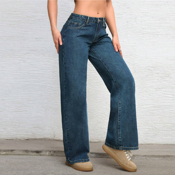 Damen Hochtaillierte weite Vintage-Denim Hose Drune