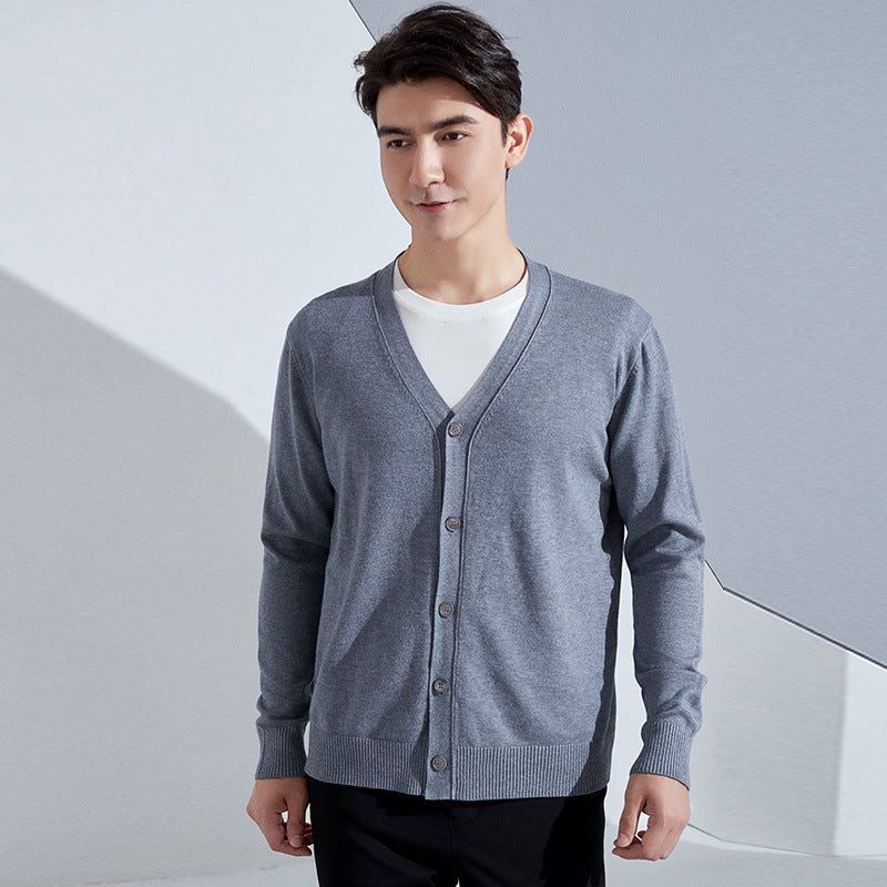 Herren Leichter Feinstrick-Cardigan mit V‑Ausschnitt und Business‑Silhouette Drune