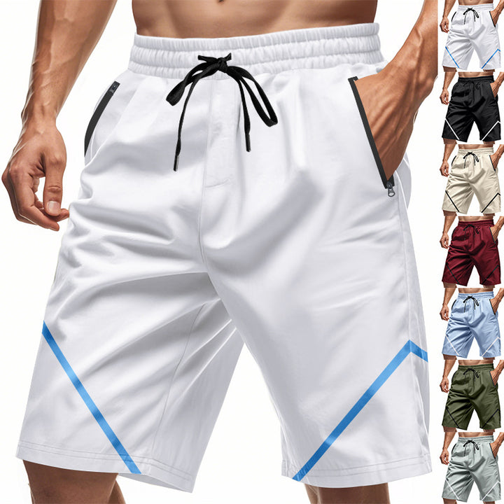 Herren nan atmungsaktive Trainingsshorts mit Reißverschlusstaschen und elastischem Tunnelzugbund Drune