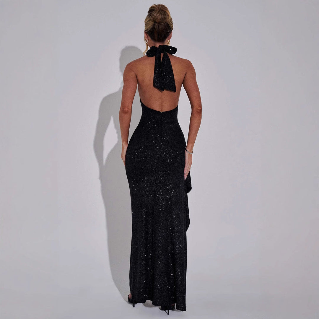 Damen Schickes Abendkleid im figurbetonten Schnitt mit hohem Schlitz und glamourösen Details Drune