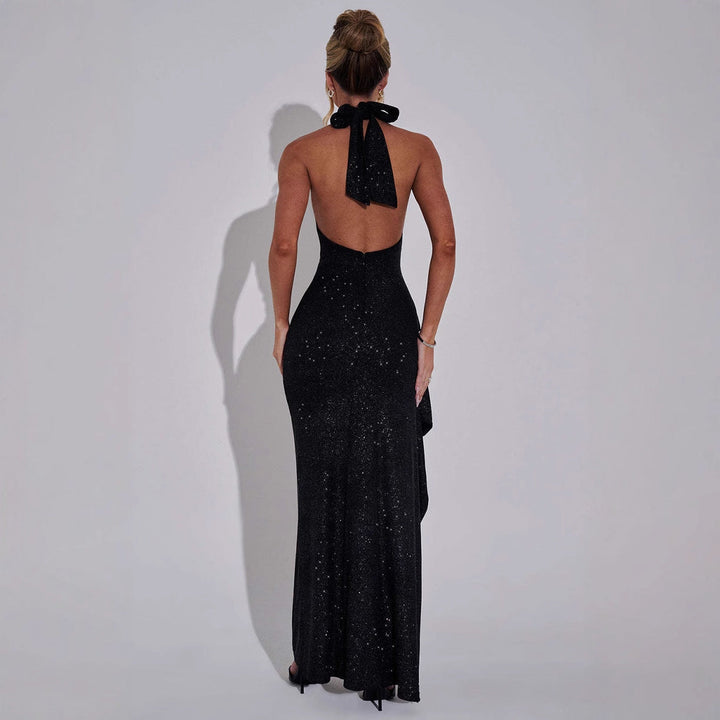 Damen Schickes Abendkleid im figurbetonten Schnitt mit hohem Schlitz und glamourösen Details Drune