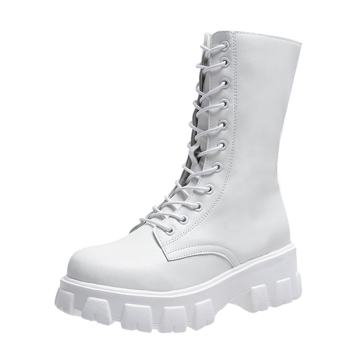 Damen Modische Schnürstiefel mit angularer Plateausohle Drune