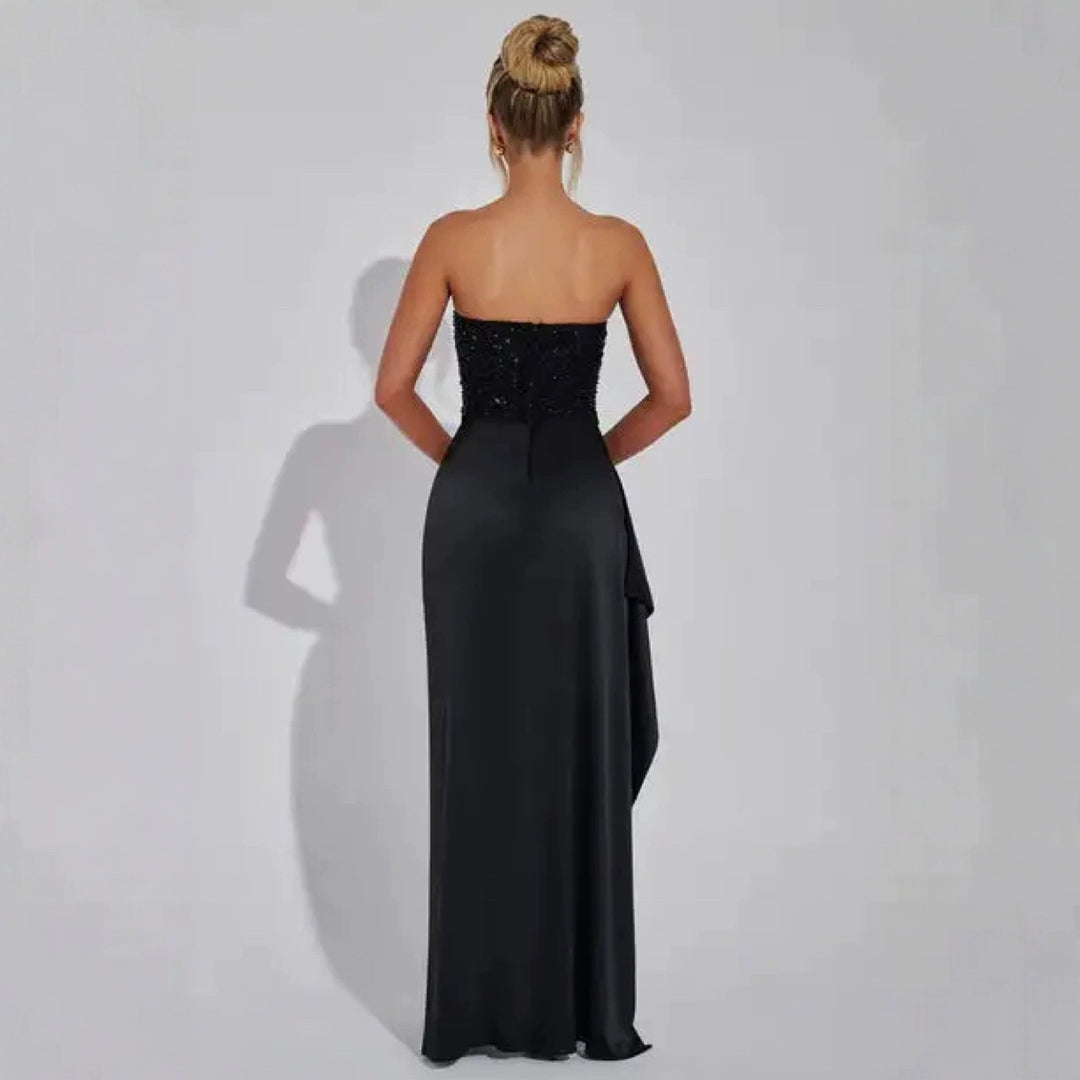 Damen Glamouröses Abendkleid mit herzförmigem Oberteil und asymmetrischem Schlitz Drune