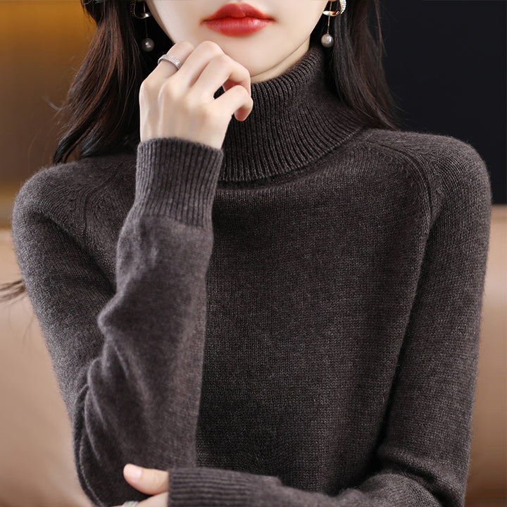 Damen Weicher Hochkragen-Pullover aus flauschigem Wollmix mit Raglanärmeln Drune