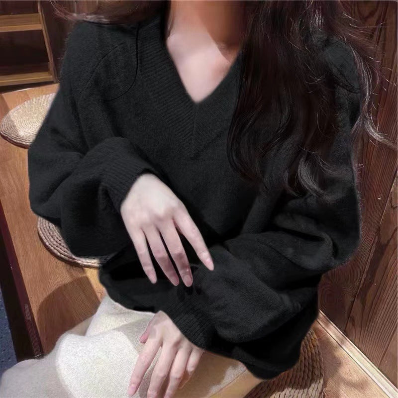 Damen Oversized V-Pullover aus weichem Material mit lässigem Schnitt Drune