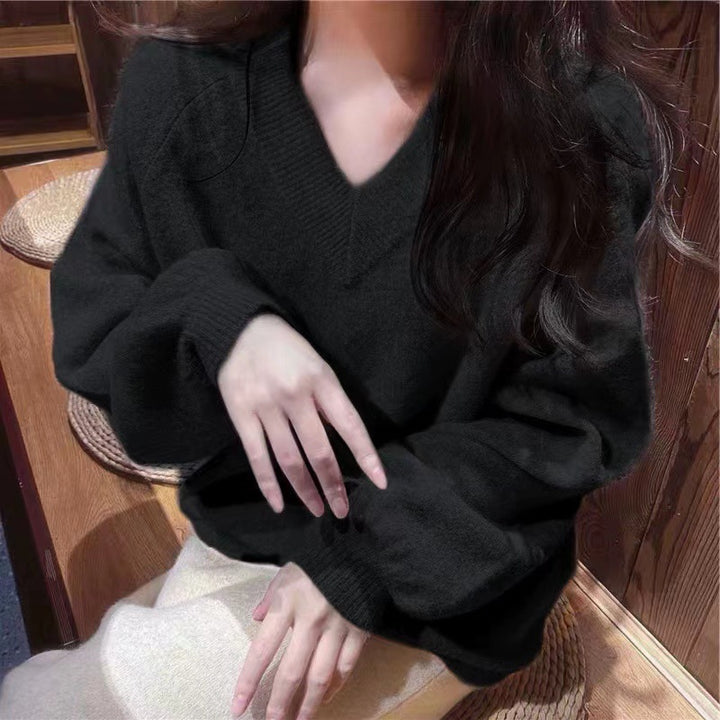 Damen Oversized V-Pullover aus weichem Material mit lässigem Schnitt Drune