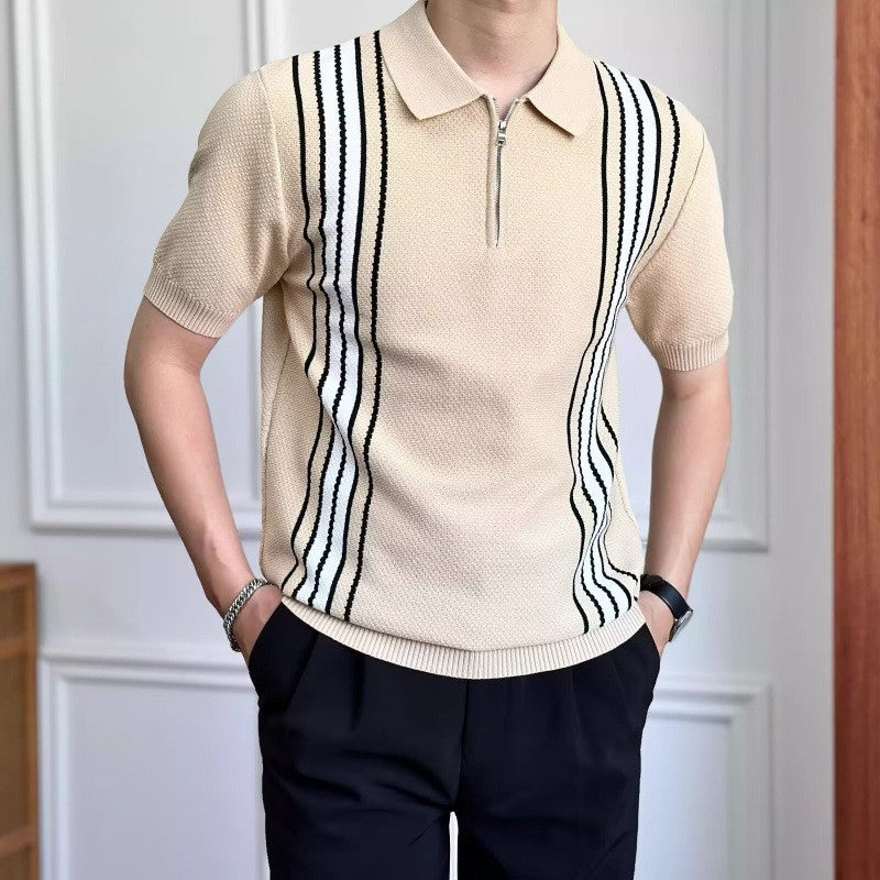 Herren Modisches Poloshirt mit Reißverschluss Drune