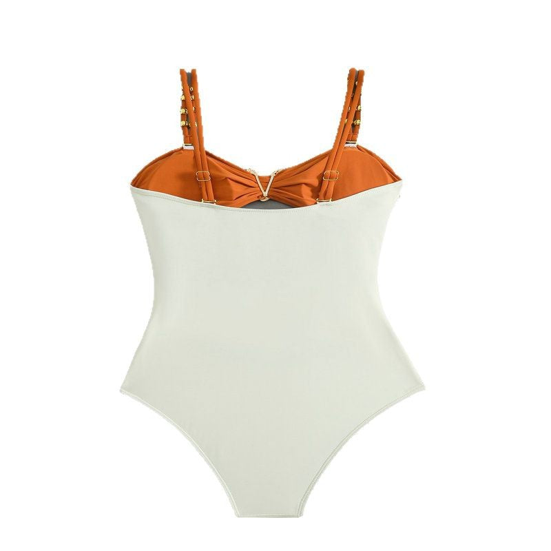 Damen Einteiler Badeanzug mit elegantem Cut-Out und modischen Trägerschlaufen Drune