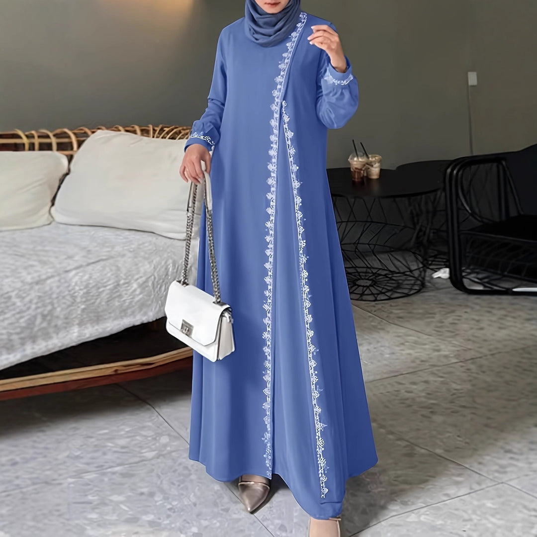 Damen elegantes Maxikleid mit aufwendiger Stickerei Drune