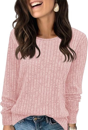 Damen Strukturierter Rippstrick-Pullover mit Rundhalsausschnitt, legerer Silhouette und weichen Bündchen Drune