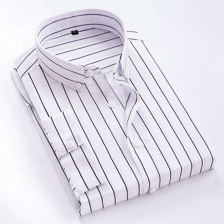 Herren nan gestreiftes Businesshemd mit Button-Down-Kragen und taillierter Silhouette Drune