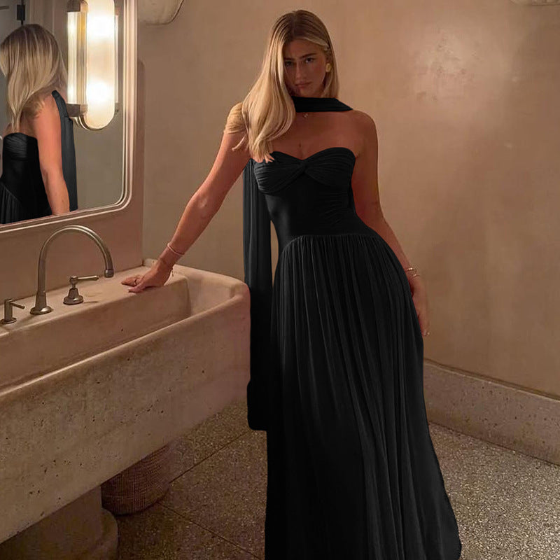Damen Elegantes Maxikleid mit fließendem Schnitt und raffinierten Trägerdetails Drune