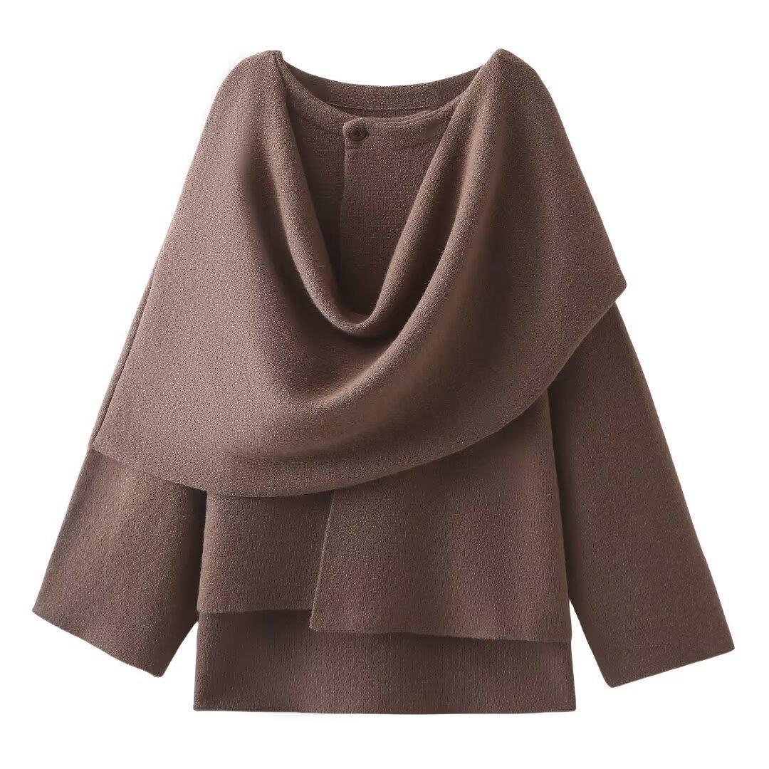Damen elegante Strickjacke mit asymmetrischem Schnitt und hochwertigem Material Drune