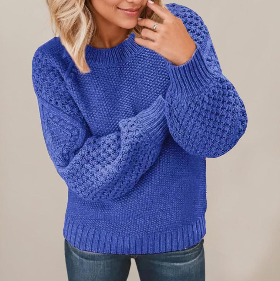 Damen Modischer Strickpullover mit voluminösen Ärmeln und strukturiertem Design Drune