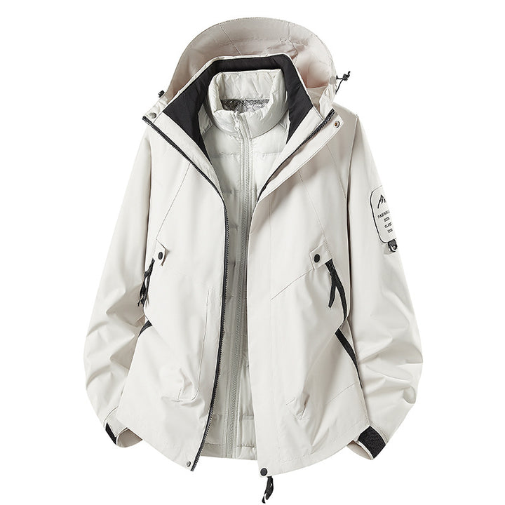 Herren Zwei-in-eins Wetterschutzjacke mit abnehmbarer Steppweste und verstellbarer Kapuze Drune