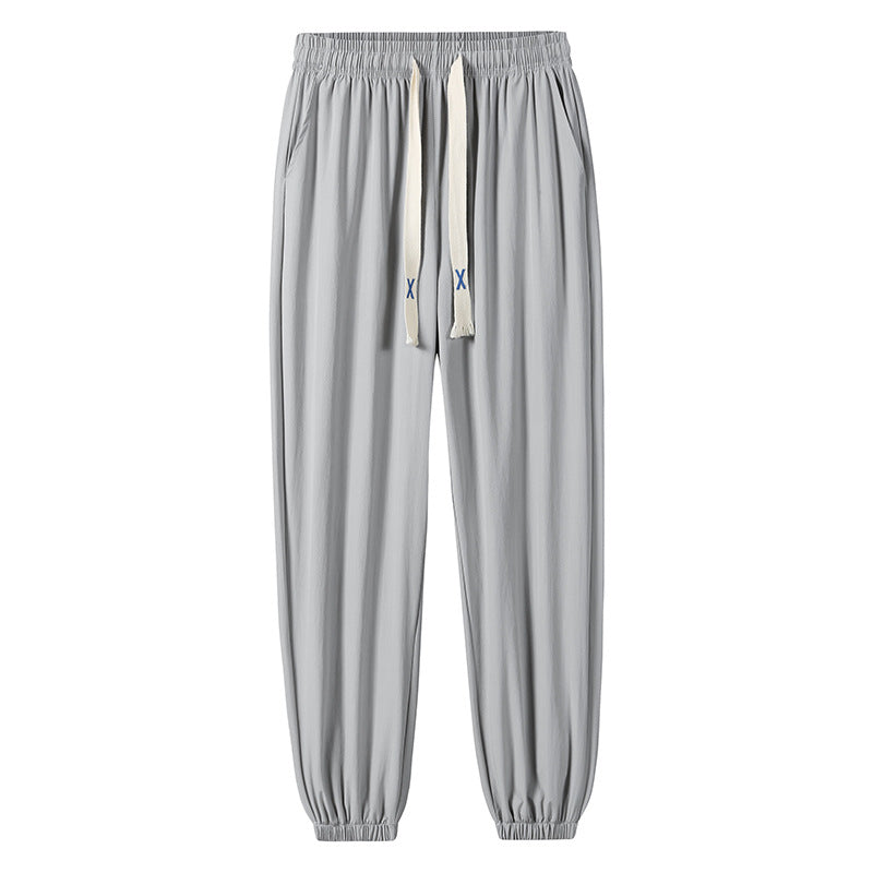 Herren Leichte Relax-Fit-Loungehose aus atmungsaktivem Jersey mit elastischem Tunnelbund, breitem Kordelzug & geripptem Beinabschluss Drune