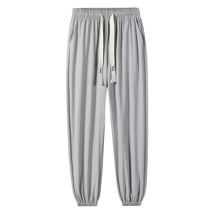 Herren Leichte Relax-Fit-Loungehose aus atmungsaktivem Jersey mit elastischem Tunnelbund, breitem Kordelzug & geripptem Beinabschluss Drune