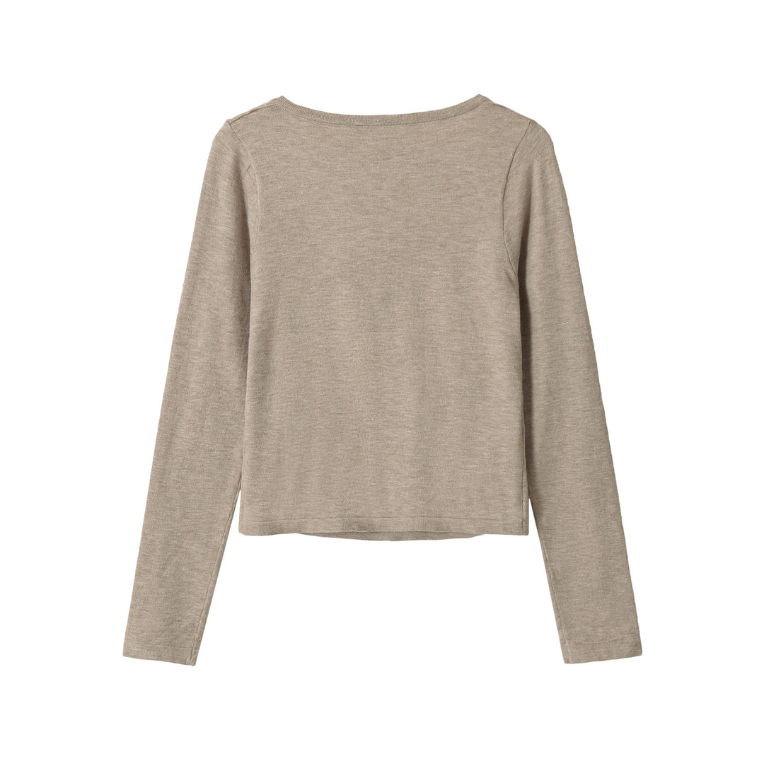 Damen Feiner Cropped-Cardigan mit Spitzen-Einsatz und Knopfleiste Drune