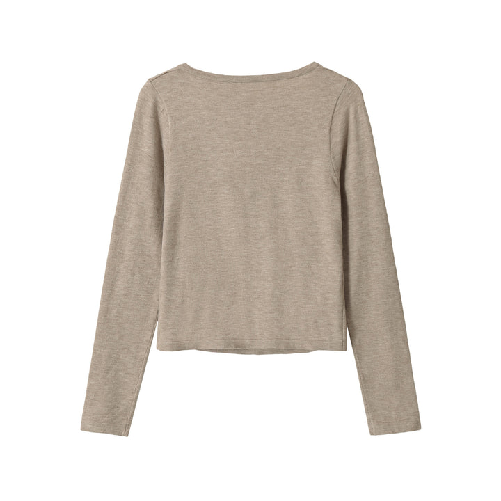Damen Feiner Cropped-Cardigan mit Spitzen-Einsatz und Knopfleiste Drune