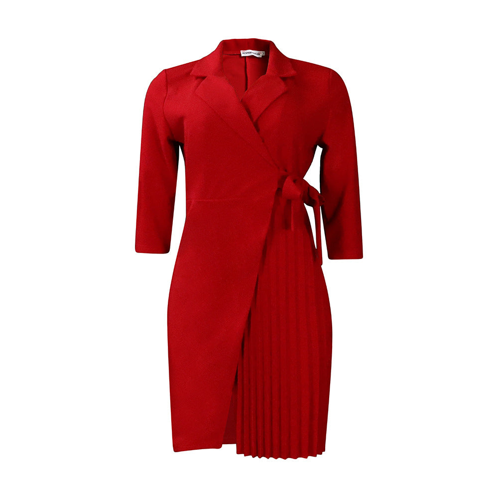 Damen Wickelkleid mit elegantem Blazer-Stil und plissierten Details Drune