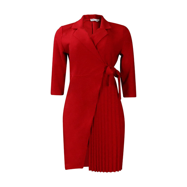 Damen Wickelkleid mit elegantem Blazer-Stil und plissierten Details Drune
