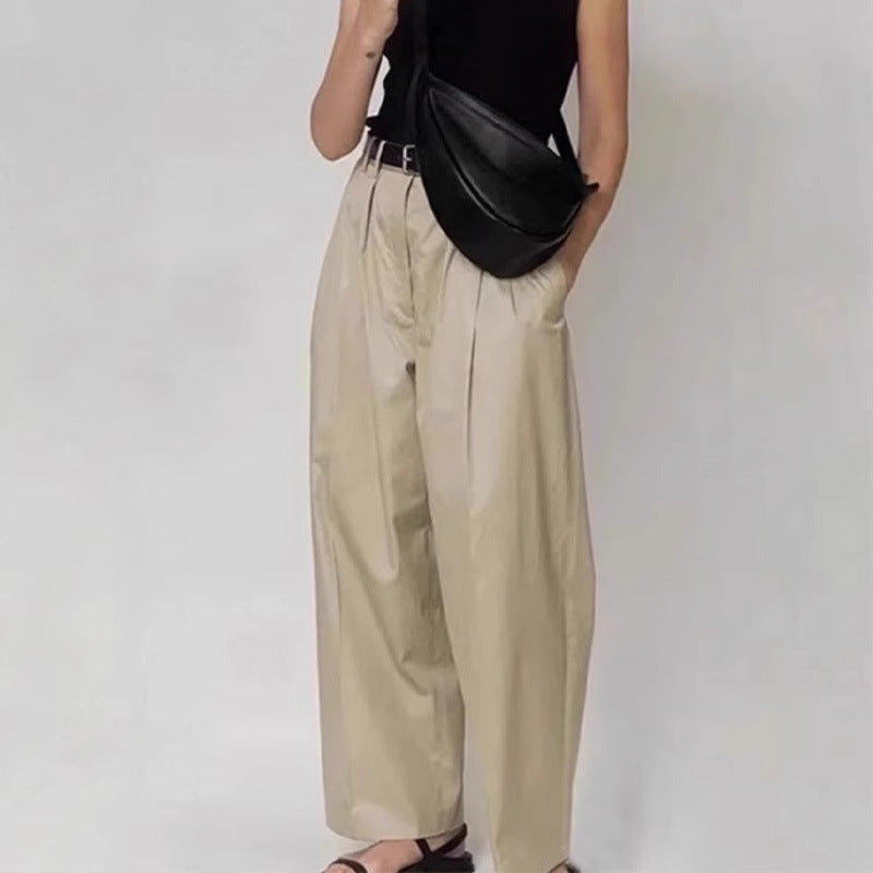 Damen Hoch geschnittene, weit geschnittene Stoffhose Drune