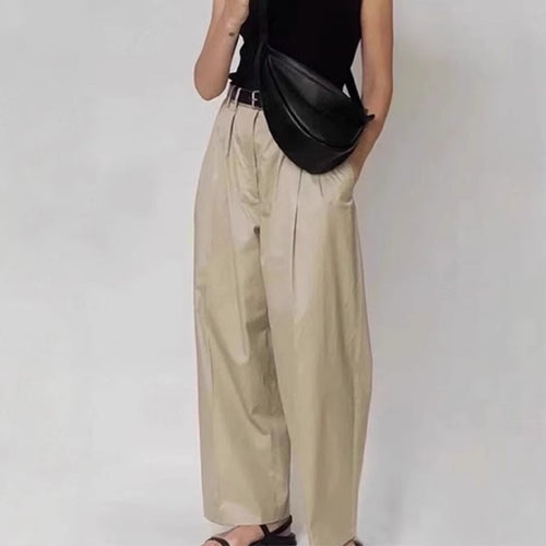 Damen Hoch geschnittene, weit geschnittene Stoffhose Drune
