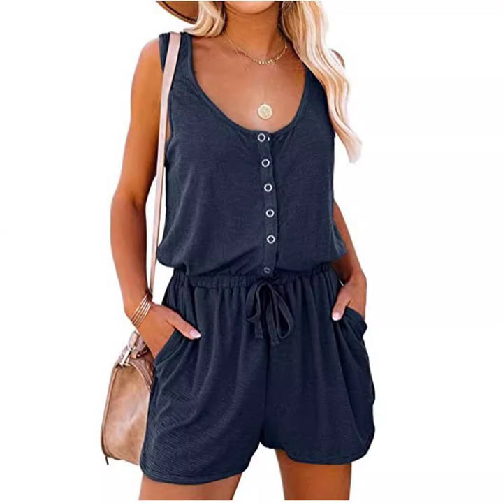 Damen Komfortabler Jumpsuit mit Knopfdetails und lässigem Schnitt Drune